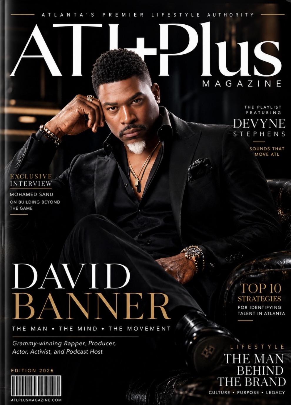 Original ATL Plus Magazine 2026 David Banner cover supplied by Fitzroy Constaintine
